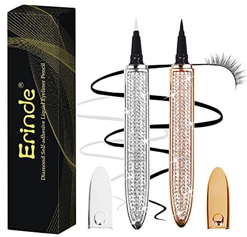 Erinde 2PCS Verbesserter selbstklebender Eyeliner-Stift, Wimpernkleber-Stift, kein Kleber, kein magnetischer flüssiger Eyeliner-Stift, Eyeliner für Augen-Make-up, falsche Wimpernyeliner für Augen