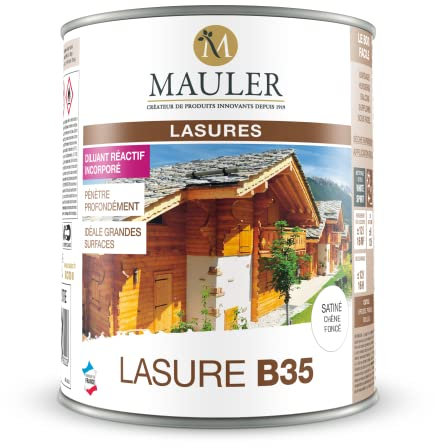MAULER - Lasure B35-5L - Satiné Chene Foncé - Pénétre et Protége les boiseries extérieurs contre l'humidité