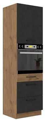 Vigo Hochschrank 60 cm Eiche Lancelot Matera Grau Küchenzeile Küchenblock Küche