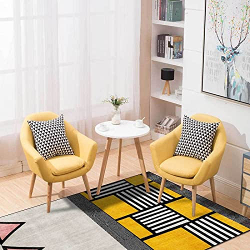 Rururug Teppich Rechteckig Kurzflor Anti-Rutsch maschinellen Herstellung Teppiche für Badezimmer Kinderzimmer Flur,schwarz senfgelb geometrisch,Rectangular 80 x 150 cm