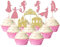 Gyufise Cupcake-Topper, Prinzessinnen-Motiv, Kronenschloss, Mädchen, Kuchendekoration, Geburtstag, Obst, Picks für Prinzessinnen, Mädchen, Babyparty, Motto-Party-Dekoration, 36 Stück