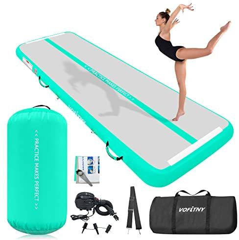 VOFiTNY Gymnastik-Tumblingmatten, 400 cm, stabile aufblasbare Tumblingbahn Turnen mit Air Roller für Zuhause/Fitnessstudio