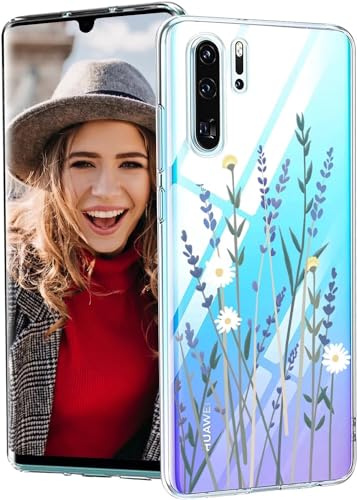 POUHYE Hülle für Huawei P30 Pro Handyhülle, Klare Flexible Silikon Stoßfest Cover, 1,5 mm Dicke Stoßdämpfung Huawei P30 Pro Schutzhülle [Nicht-Vergilbung] [Anti Slip] [Anti Scratch] Lavendel