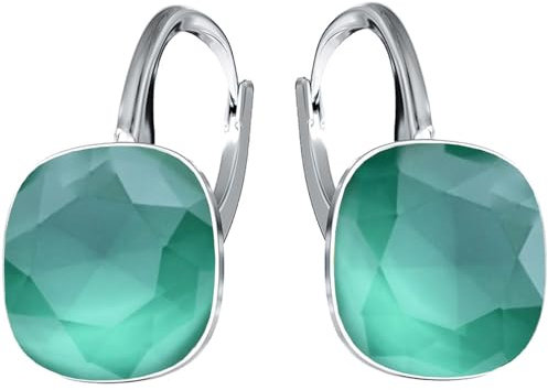 Silberne Ohrringe Exklusive Markenkristall Designs - Hochwertige Silber 925 Ohrhänger für Damen in verschiedenen Shades und Farben (Greenwarp)
