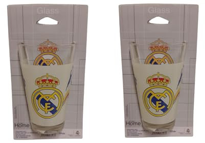 Set de 2 Vasos de Cristal del R. Madrid 350 ml - Vasos para cerveza, vino, agua...