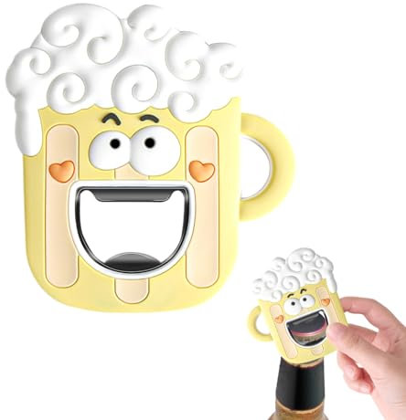 THKO Flaschenöffner, Bieröffner | 2 in 1 Flaschenöffner Magnetisch Befestigt am Kühlschrank | Bieröffner Lustig | Bottle Opener | Kapselheber für Einfache Lagerung zur Vermeidung von Verlus