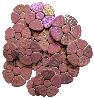 500g zufällige schillernde Blumen-Keramik-Mosaikfliesen für DIY-Basteln, 3 Größen Blumen-Mosaikstücke für Kunstwerke, Bilderrahmen, Tassen, Blumentöpfe, Aquarium, Vasen, Trittsteine herstellen (Rosa)