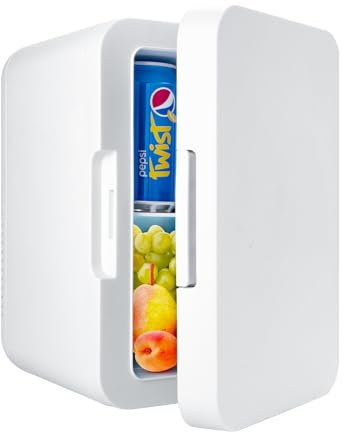 MUCOOS Mini Kühlschrank, 6 L / 8 Dosen kühlschrank Klein, Mini Kühlbox 220V AC/12V DC, Kühl/Heizfunktion, Kosmetik Kühlschrank, Auto Kühlschrank (Art déco)