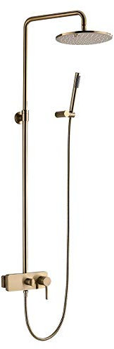 GKPSSURV Duschmischer, Duschhahn-Set, Badezimmer-Regenduschkopf und Handbrausen-Set, gebürstetes Gold,B