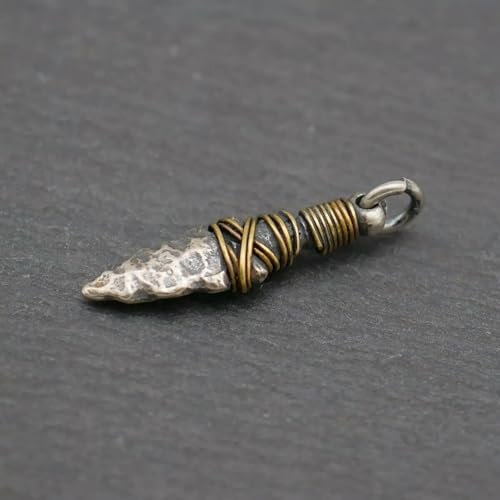 Pendentif à breloque rétro en Argent Sterling avec Couteau en Silex et Poignard A2465-default