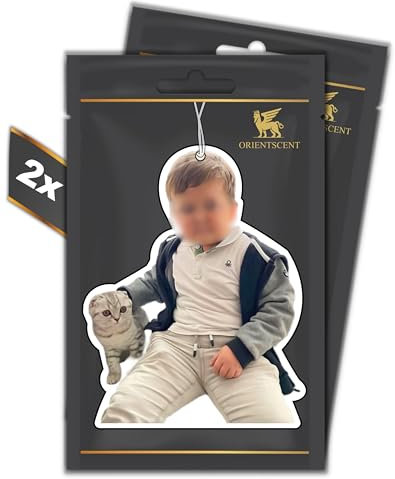 2er Set CATMAN MOTIV Duftbaum – Luftfrischer – automatischer Duftspender fürs Auto lustig tuning – Car Air freshener Duftanhänger Auto, Duftbaum Set Auto (WHITE TEA, 2 Stück)