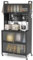 KOMFOTTEU Aparador de Cocina 5/6 Niveles, Mueble Buffet con Puertas Transparentes, Soporte para Microondas de Metal con 4 Ruedas, Alacena Alta con Panel de Perforaciones (80 x 40 x 164 cm, Negro)