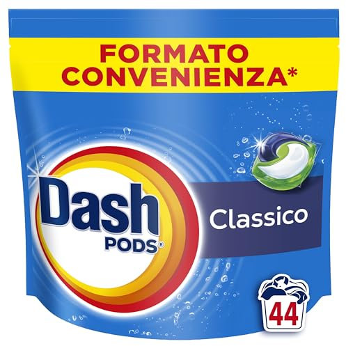 Dash Pods Detersivo Lavatrice In Capsule, 132 Lavaggi (3x44), Classico, Rimuove Le Macchie, Igienizza, Brillantezza Per I Capi