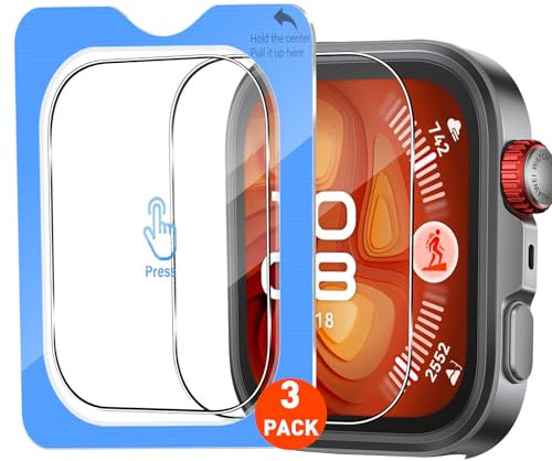 QULLOO 3 Piezas Protector de Pantalla para Huawei Watch Fit 4 Pro Cristal Templado, con ayuda para el posicionamiento del marco, Sin Burbujas Transparente Screen Protector para Huawei Watch Fit 4 Pro
