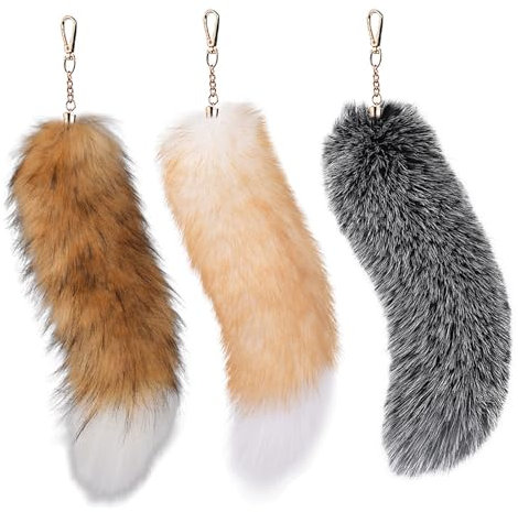 Befoore Porte-clés en Fausse Fourrure de Renard réaliste for Femmes et Filles - Longue Queue décorative for Sac à Main, Sac à Dos, Cosplay(F)