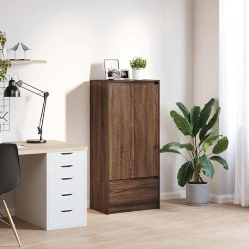 ZQQLVOO Schrank mit Schublade Braun Eichen-Optik gartenschrank gartenschrank for Schlafzimmer Wohnzimmer 55,5x34x119,5 cm