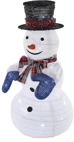 EMOS - Niedlicher Schneemann mit 60 LEDs und Funkeln für Innen und Außen - 60cm Schneemannfigur mit Lichterkette - effektvolle Weihnachtsdekoration für Garten, Terrasse, Veranda oder Hauseingang