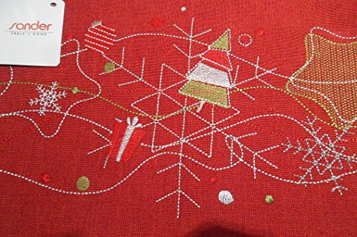 Sander Tischläufer Christmas Dance 40 x 100cm Farbnr.26 bordeaux/bestickt 87168