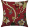 WEIANG Kissen Vintage Floralreen Leaf Rot Rose Vogel Malerei Dicke Baumwolle Leinen Doppelseitig 18 x 18/45 x 45 cm Überwurf Kissen Fällen 03