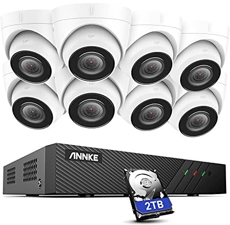 ANNKE 8CH PoE CCTV Camera System with 4K NVR & 2TB HDD - 8x Outdoor Turret IP Cameras, AI Human/Vehicle Detection, 30m Colour Night Vision, IP67 Weatherproof, App Remote Access for Home Security