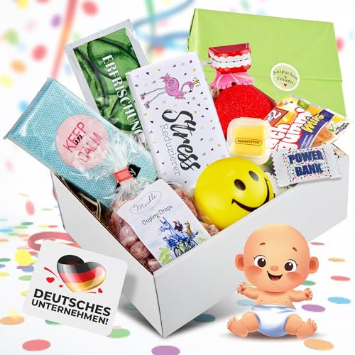 Erste Hilfe gestresste Eltern | Anti-Stress Geschenk Box | lustiges Geschenk Geburt Baby | witzige Ideen Eltern Geburt | Eltern Geschenkbox Geburt