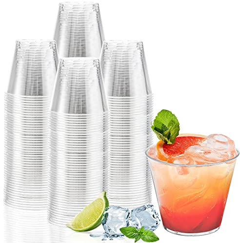 Tebery 200 Pack 5oz Small Clear Plastic Tumblers Cups, 150ml Reusable Hard Cups Bulk Plastic Party Punch Cups