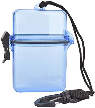 Vbest life Boîte de plongée Transparente Boîte de scellage étanche en Plastique avec Crochet de Longe pour Surfer Canoë Kayak Plongée Natation(Bleu Transparent)