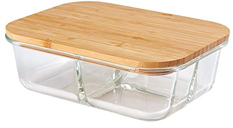 genialo® Boîte en verre « Compartiment », marron/transparent