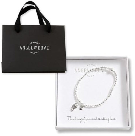 ANGEL & DOVE Silver Angel Wing 'Thinking of You' Bracelet Sympathy Gift with Bag & Card