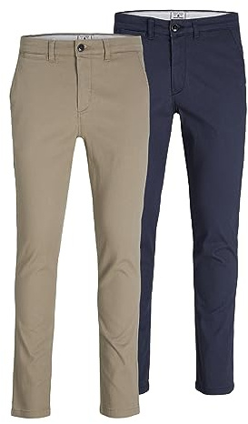 JACK & JONES Herren Chinohose Marco beige/dunkelblau 38 34