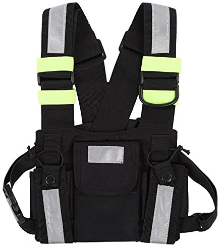 Kuuleyn Walkie-Talkie-Weste, Brustgurt-Pack, Brustgurt-Frontpack, Gelbes reflektierendes TYT-Radio Tactical Harness Frontpack-Weste Brustbeuteltasche für Walkie-Talkie
