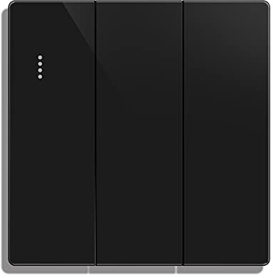 CNBINGO Big Rocker Button Light Switch, Black 2-Way Triple Wall Switch | 3-Gang AC 230V, Modern Matte Black Wall Plate with Phosphor Dots