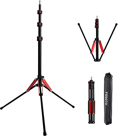 FOSOTO faltbar Lichtstativ Höhe max 192cm Kompaktes Leichtes Lichtständer aus Aluminium mit 1/4 Gewindeschraube stabiles Lichtstativ 4kg Traglast für Fotostudio Ringlicht Softbox Reflektor