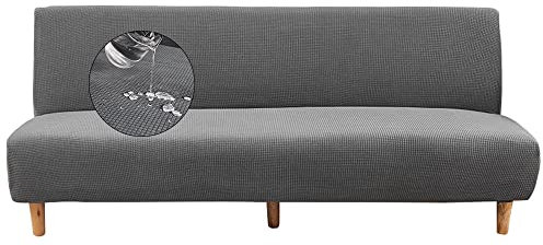 Surwin Wasserdicht Sofabezug ohne Armlehnen Einfarbig Stretch Armlose Sofabettüberzug Clic Clac Sofahusse Schonbezug Protector für Klappcouch Schlafsofa mit 2-3 Sitzplätzen (Grau,2 Sitzer)