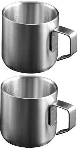 KICHOUSE Lot De 2 Petites Tasses À Poignée En Métal Pour La Maison Pour Le Petit-déjeuner Pour Leau