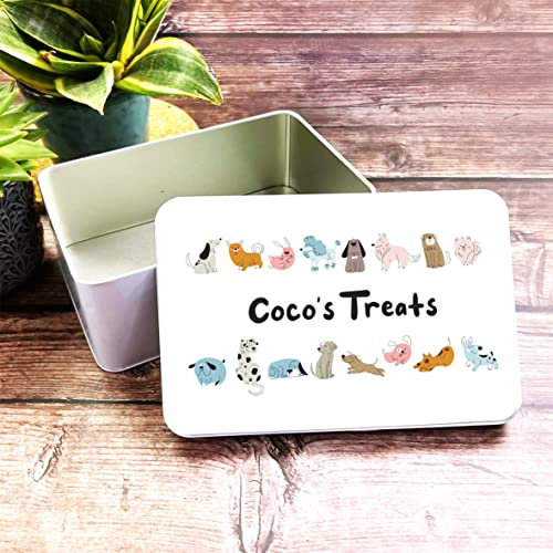 Fingerprint Designs Colourful Funny Dogs Rectangle Personalised Dog Biscuit Treat Tin