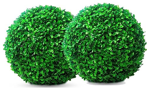 YSUEFIJO Artificial Boxwood Topiary Balls, Round Artificial Plant Topiary Sphere, Faux Boxwood Ball Large, UV Resistant Garden Spheres Decorative, for Bathroom Home Office Décor