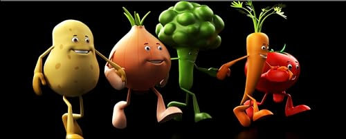 artissimo, Glasbild XXL, 125x50 cm Querformat, AG5404A, Küche: lustiges Gemüse, witziges Küchen-Bild aus Glas groß, Küchenmotiv quer, länglich, Bild für die Küche bunt