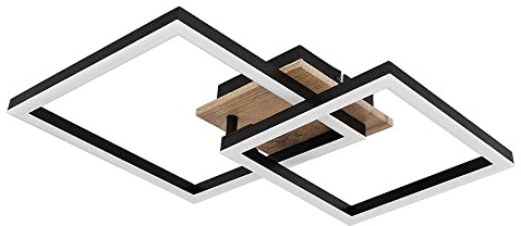 GLOBO LED-Deckenleuchte - Braun - Schwarz - MDF - Metall - 38 x 53 cm