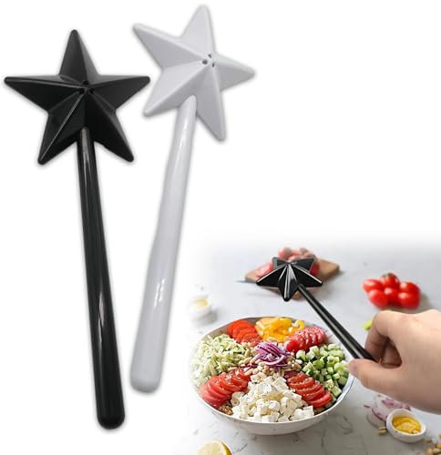 Salière Et Poivrière Baguette Magique Distributeur De Sel Et Poivre Salière Et Poivrière Plastique Baguette Magique Pour La Cuisine (Noir+Blanc-3 Trous)