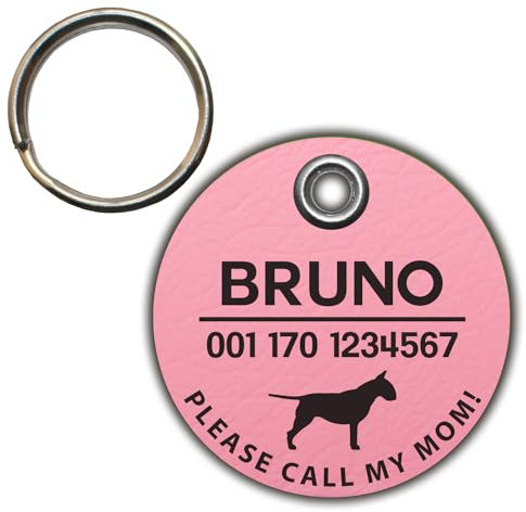 DOG TAG/HUNDEMARKE - aus Biothane - rosa - v2 (HUND) - rund - Ø 3,4 cm