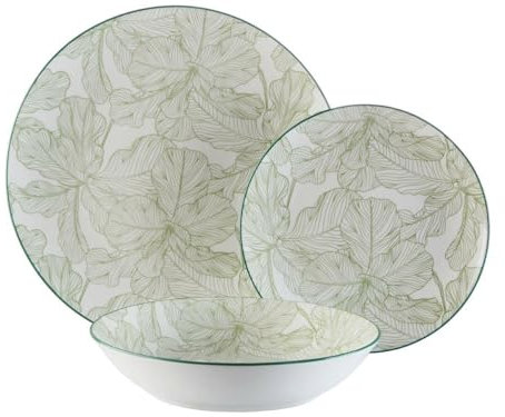 Versa Set de Vajilla Palmera 18 Piezas Verde Porcelana