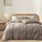 Gezu Parure de Lit coton240x220cm Crème Brun Kaki Coton Certification Oeko-TEX Comprend Housse de Couette Coton 220x240 Doux Linge de Lit avec 2 Taie d'oreiller 65x65 avec Fermeture Eclair
