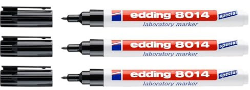 Edding 3 Stück Maker speziell für Labor 8014, feine Spitze, 1 mm, Schwarz