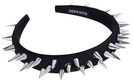 Miaija Nieten-Stirnband, Punk-Stil, Nieten, Stirnband, Haarreif, Wicked Queen, Kopfschmuck für Damen (Silber)