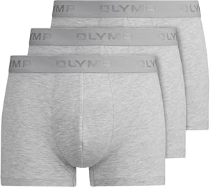 OLYMP Herren Boxershorts 3er-Set,Untershosen,Pants,Shorts,Unterwäsche,Basics,Einfarbig,Anliegende Passform,grau 62,L