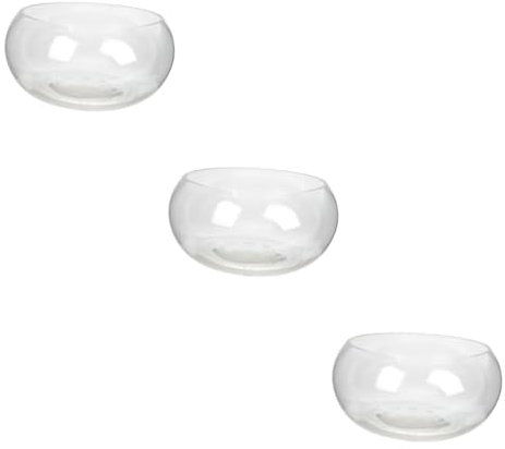 BESPORTBLE 3st Rundes Desktop-Aquarium Luftpflanzenvase Schüssel Draussen Sukkulenten-pflanzgefäß Für Terrarien Bausatz Anlasser Großes Fischglas Klare Vase Automatisch Gewöhnliches Glas