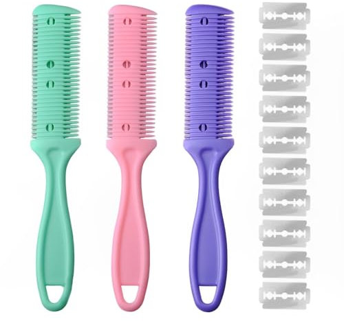 WeddHuis 3 PCS Double Côtés Peigne De Coupe De Cheveux Peigne de Rasoir de Cheveux Coupes De Cheveux Lame Peigne pour Salon De Coiffure Maison De Coiffure Cheveux Tondeuse Peigne