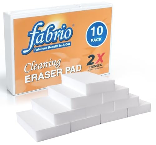 FABRIO Melamine Cleaning Eraser Sponges - Pack of 10 (2 x Denser) - Ideal for Kitchen, Bathroom, Walls, Stains, and More - Multi - Surface Cleaning