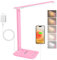 Jumoking Schreibtischlampe LED Dimmbar Augenschutz,Desk Lamp mit 5 Farben und 5 Helligkeitsstufen,Tischlampemit USB Ladeanschluss Touch Steuerung mit QI Kabelloses Ladegerät für Kinder, mädchen